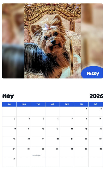 2026 - 2027 Missy - Pawidols Pet Calendar