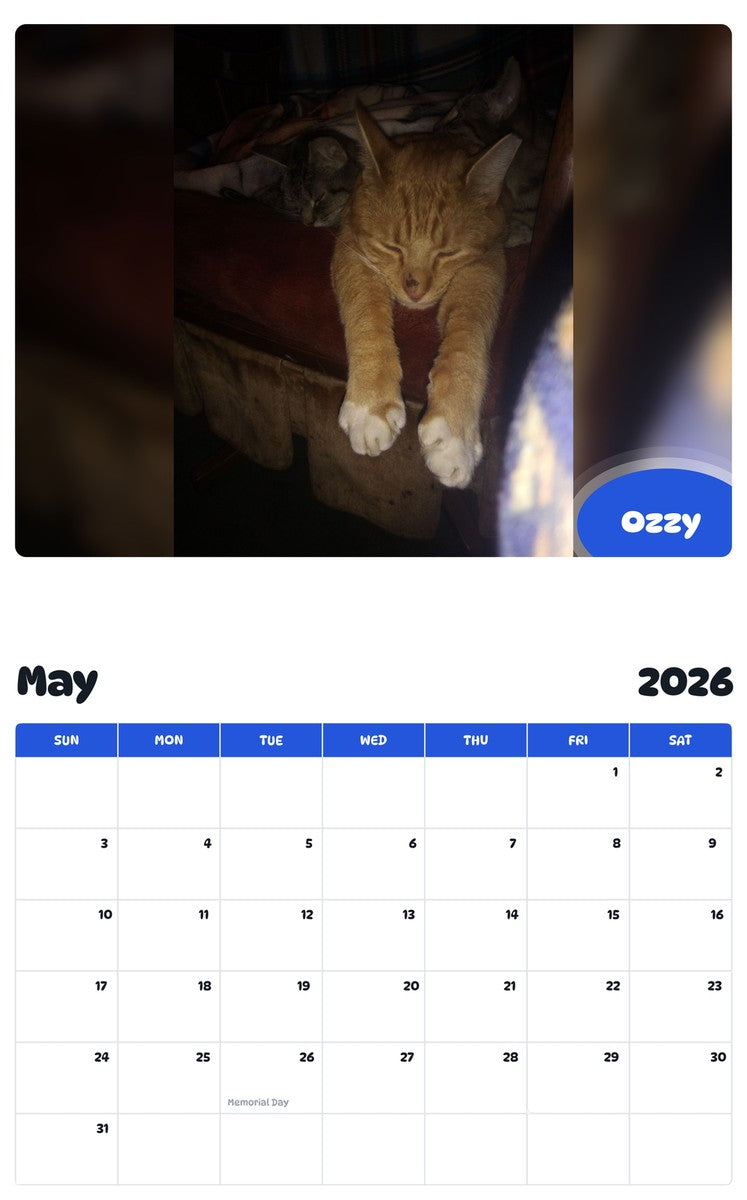 2026 - 2027 Ozzy - Pawidols Pet Calendar