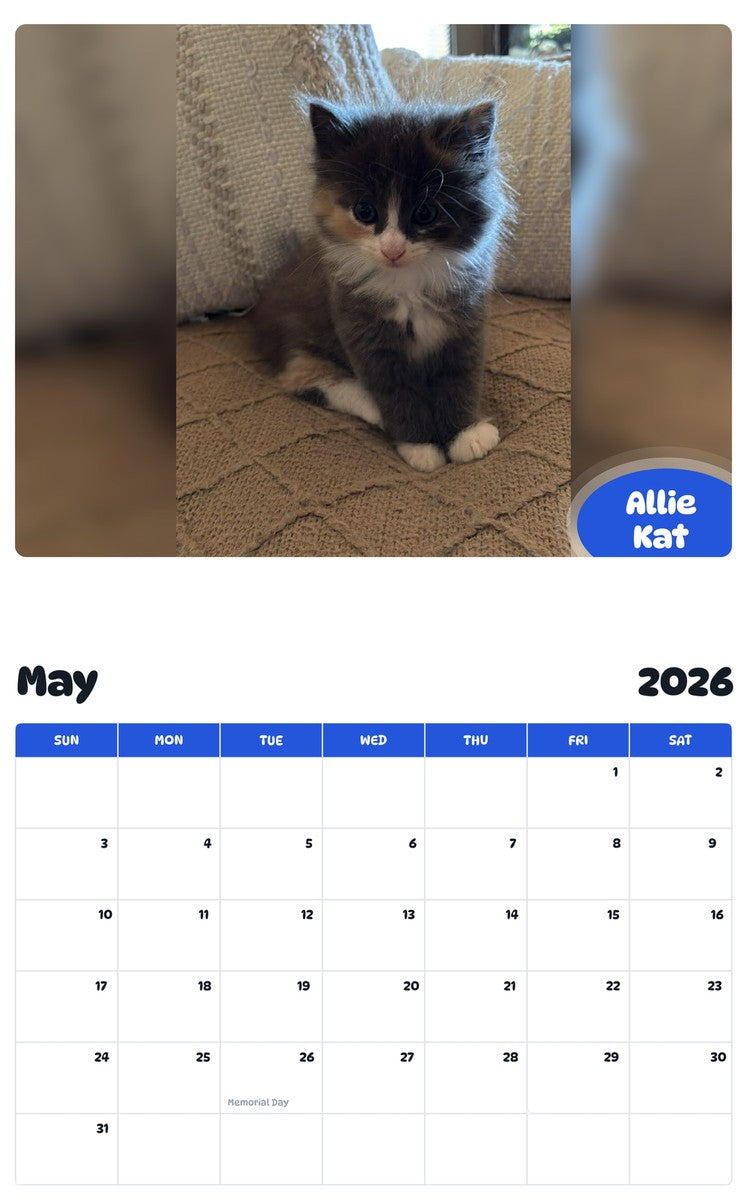 2026 - 2027 Allie Kat - Pawidols Pet Calendar
