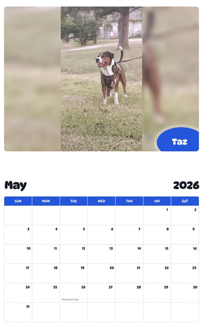 2026 - 2027 Taz - Pawidols Pet Calendar