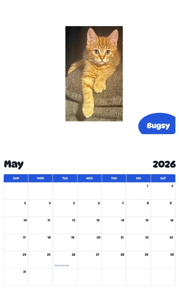 2026 - 2027 Bugsy - Pawidols Pet Calendar