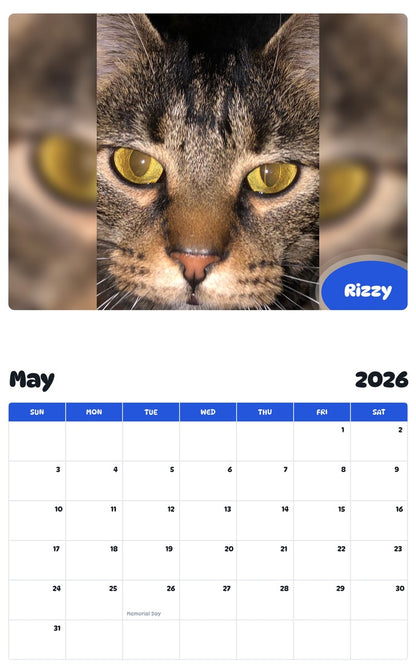 2026 - 2027 Rizzy - Pawidols Pet Calendar