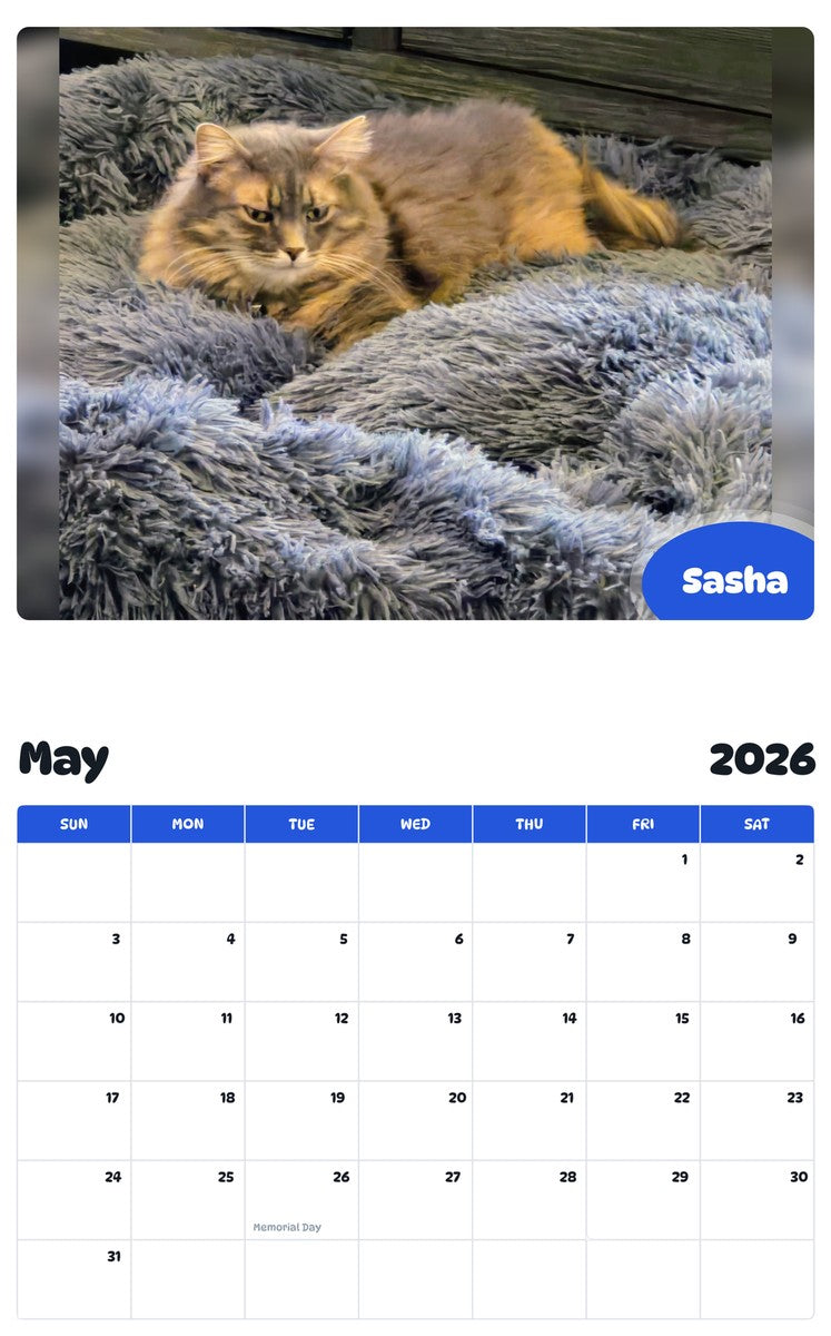 2026 - 2027 Sasha - Pawidols Pet Calendar