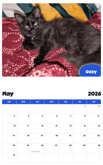 2026 - 2027 Ozzy - Pawidols Pet Calendar