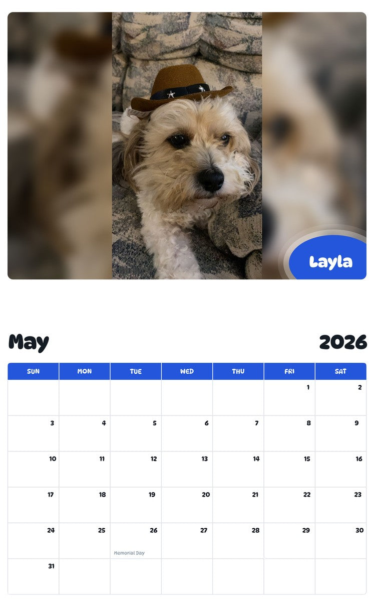 2026 - 2027 Layla - Pawidols Pet Calendar