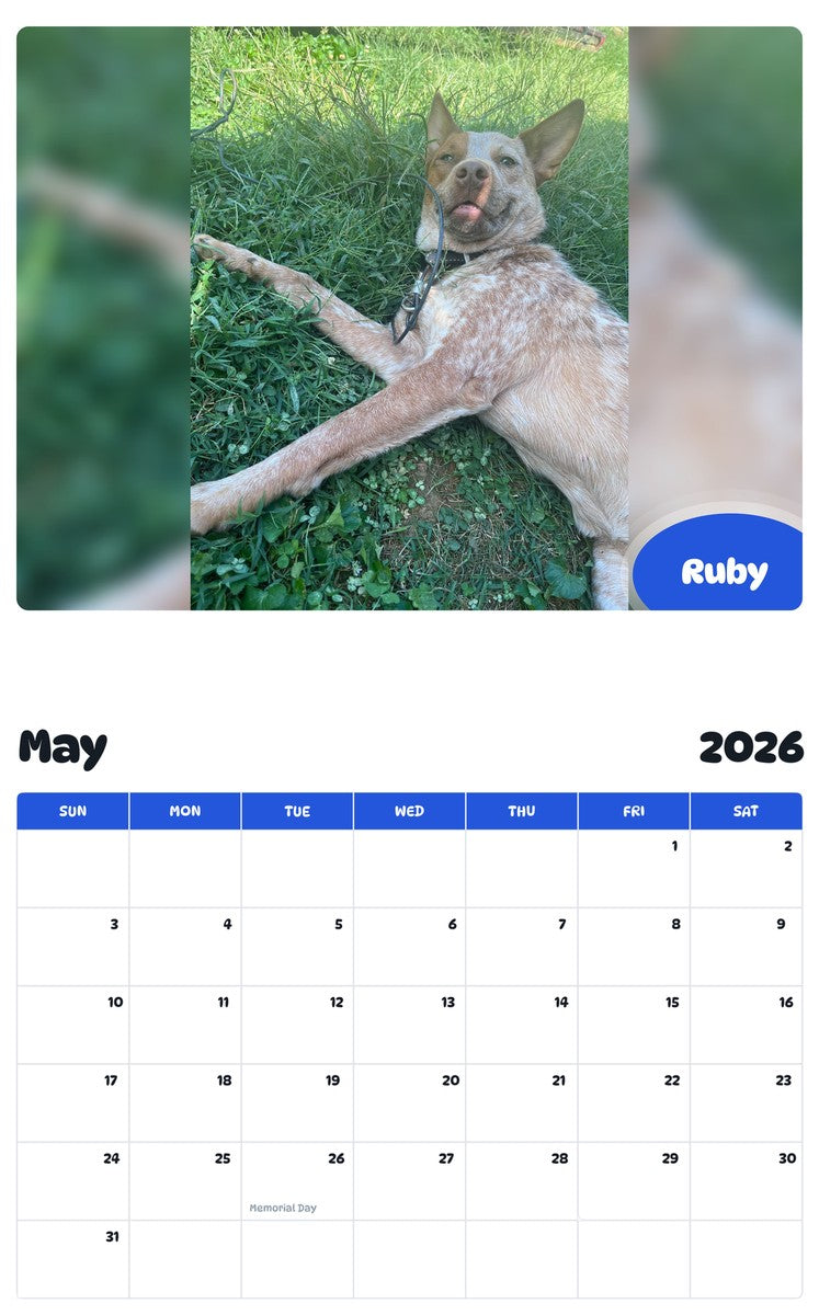 2026 - 2027 Ruby - Pawidols Pet Calendar