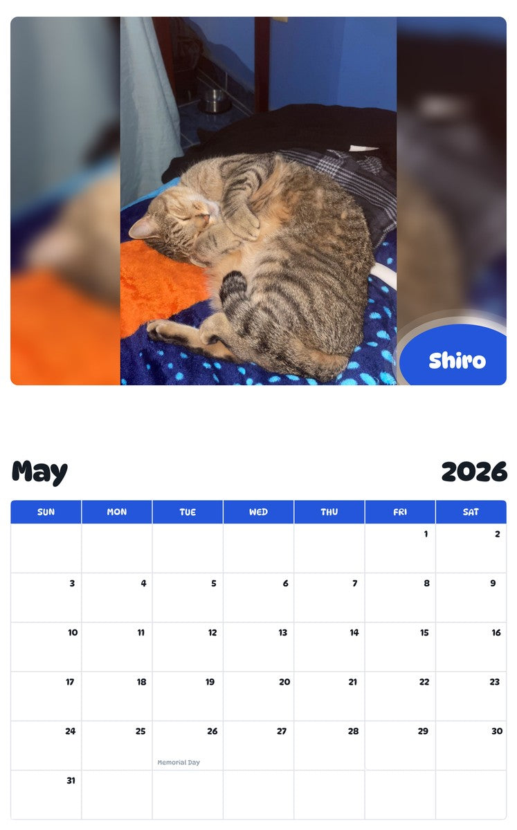 2026 - 2027 Shiro - Pawidols Pet Calendar