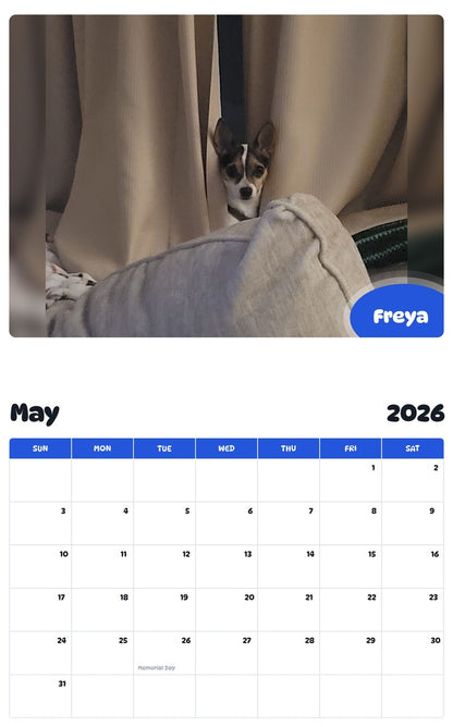 2026 - 2027 Freya - Pawidols Pet Calendar