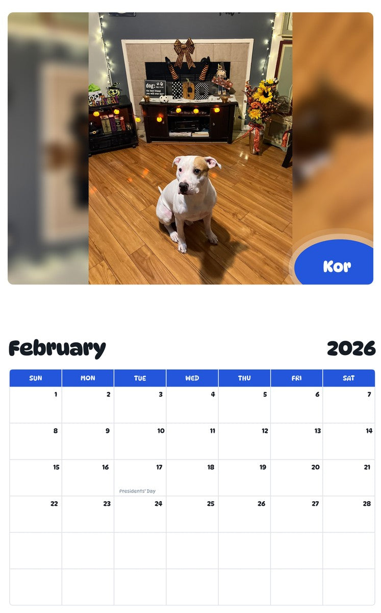 October 2025 - September 2026 Kor - Pawidols Pet Calendar