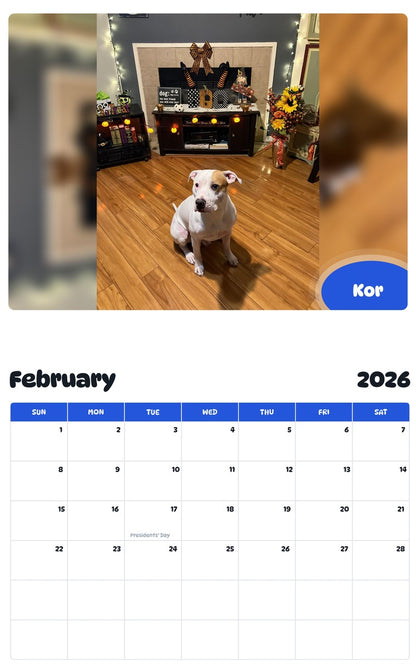 October 2025 - September 2026 Kor - Pawidols Pet Calendar