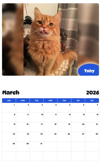 November 2025 - October 2026 Toby - Pawidols Pet Calendar