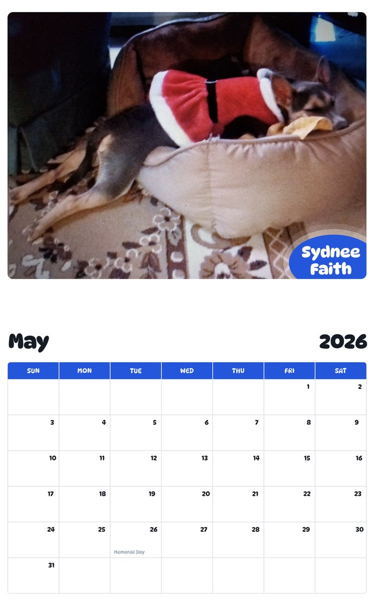 2026 - 2027 Sydnee Faith - Pawidols Pet Calendar