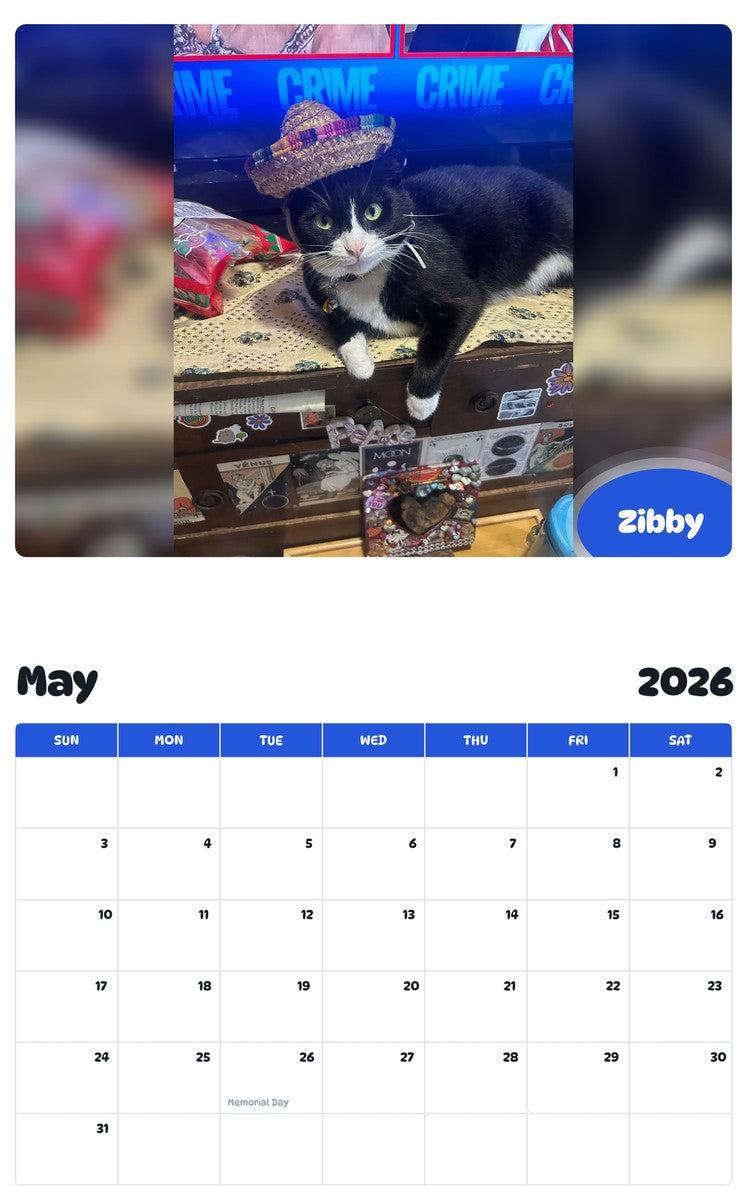 2026 - 2027 Zibby - Pawidols Pet Calendar