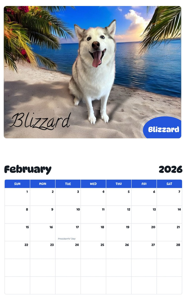 November 2025 - October 2026 Blizzard - Pawidols Pet Calendar