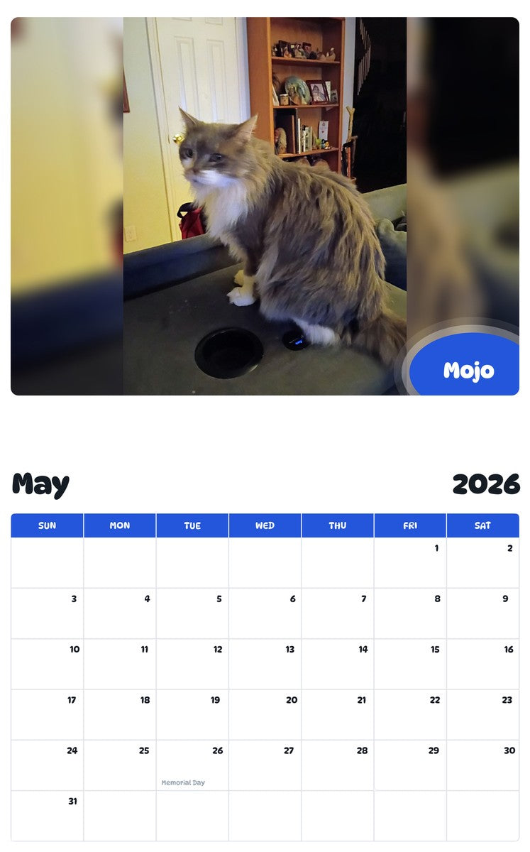 2026 - 2027 Mojo - Pawidols Pet Calendar