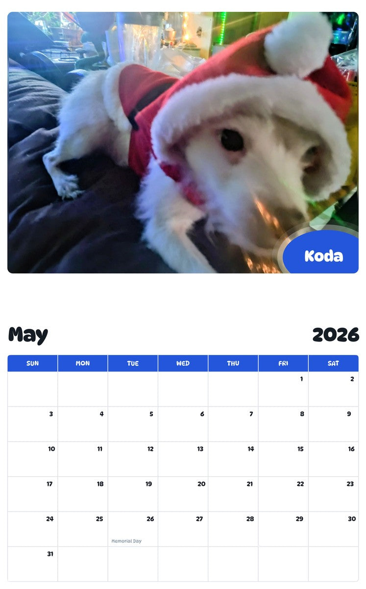 2026 - 2027 Koda - Pawidols Pet Calendar