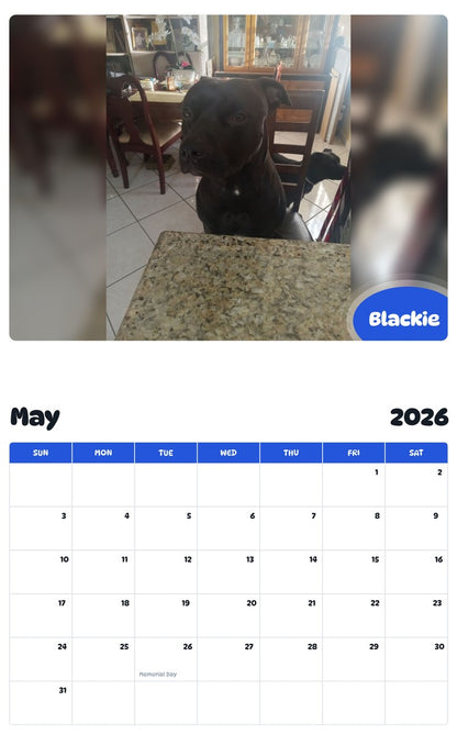 2026 - 2027 Blackie - Pawidols Pet Calendar