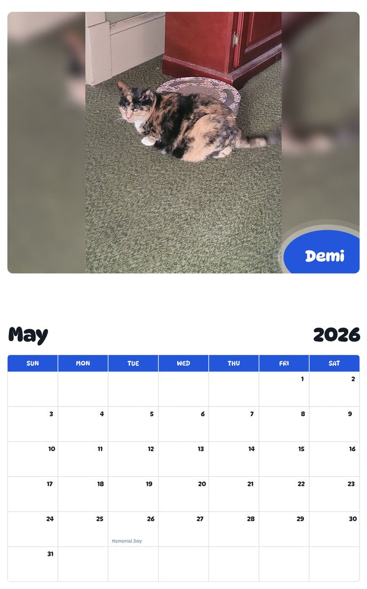 2026 - 2027 Demi - Pawidols Pet Calendar