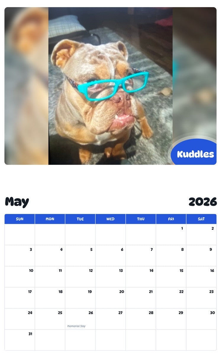 2026 - 2027 Kuddles - Pawidols Pet Calendar