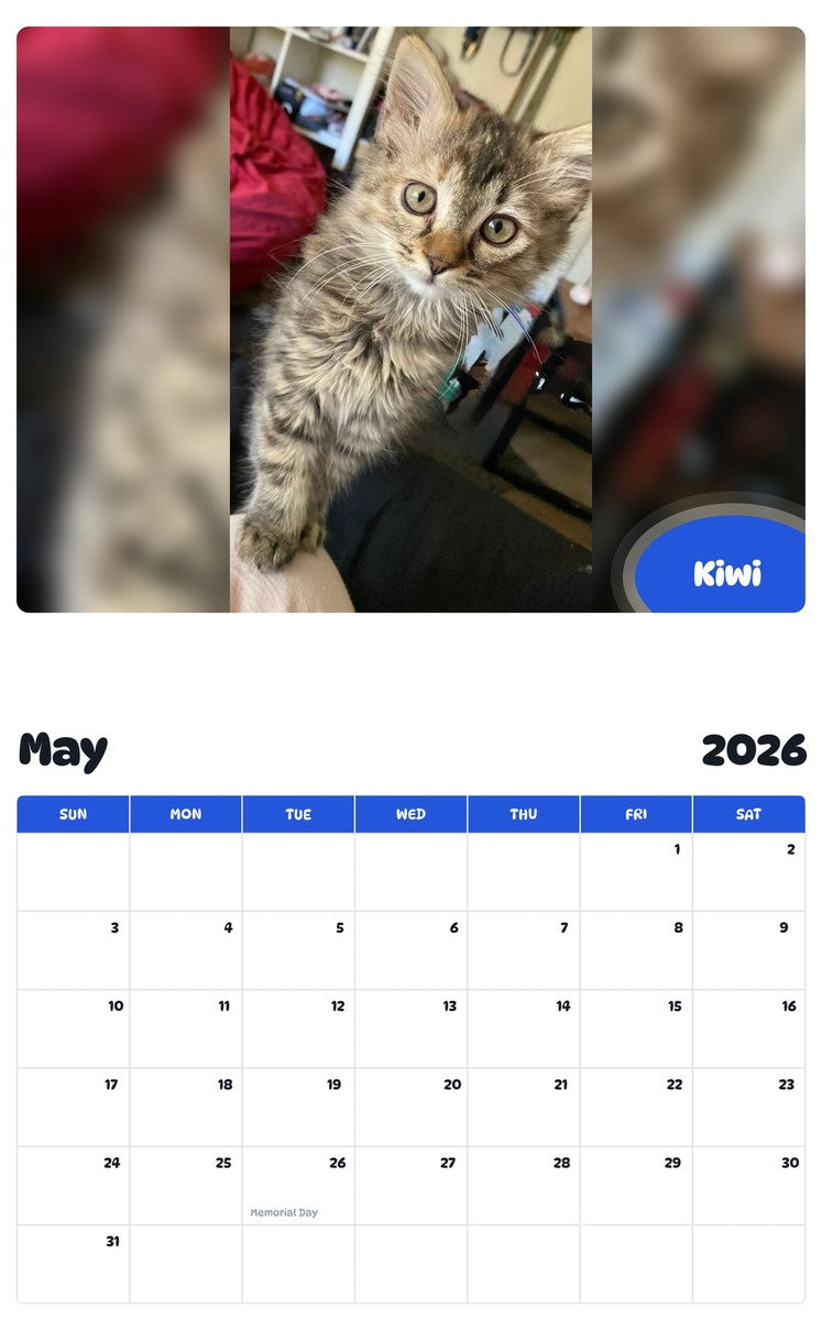 2026 - 2027 Kiwi - Pawidols Pet Calendar