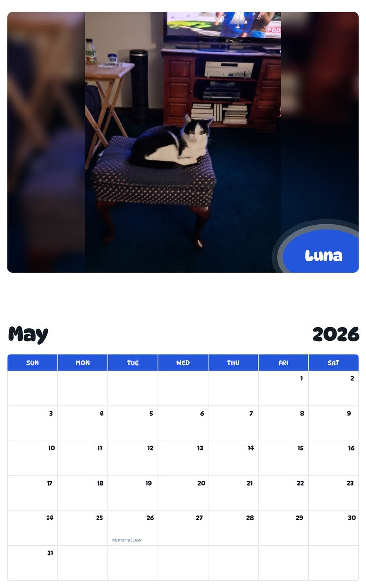 2026 - 2027 Luna - Pawidols Pet Calendar