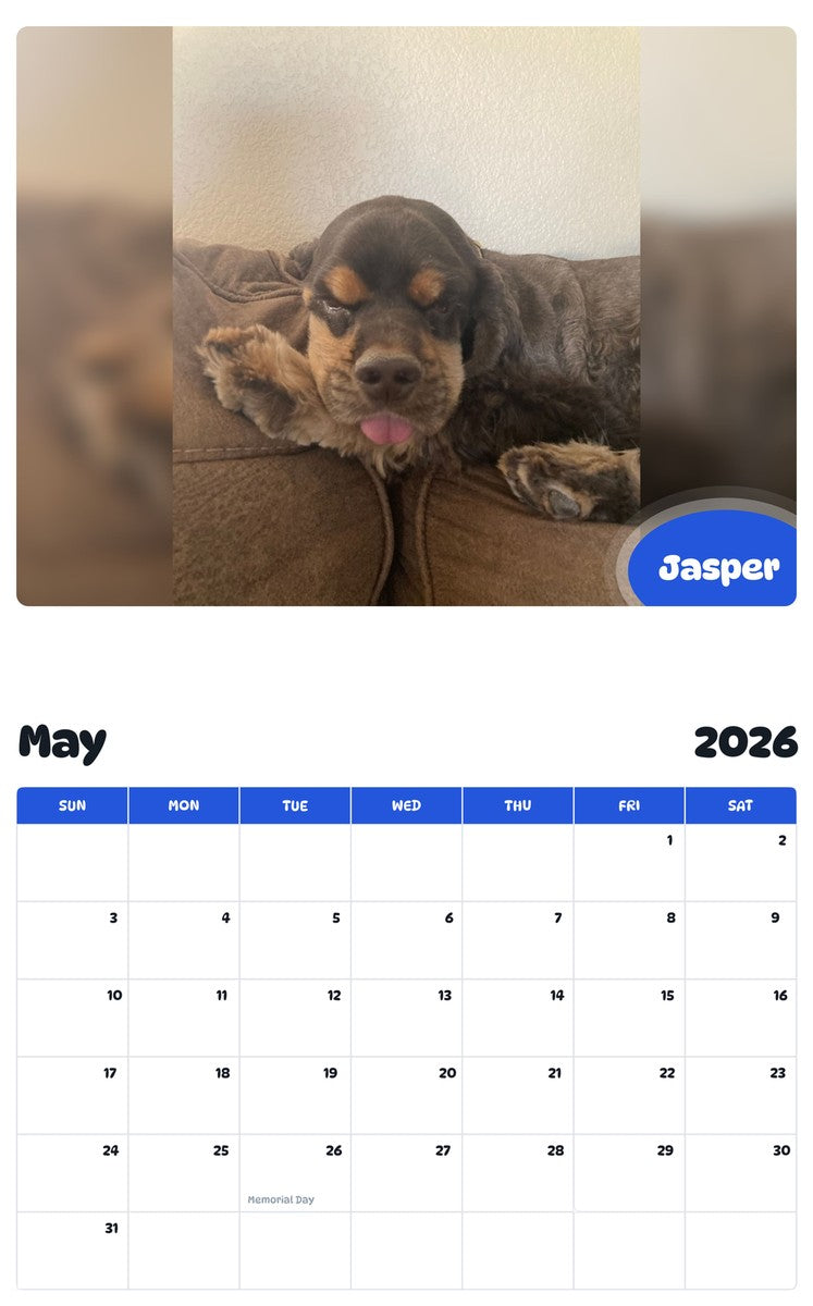 2026 - 2027 Jasper - Pawidols Pet Calendar
