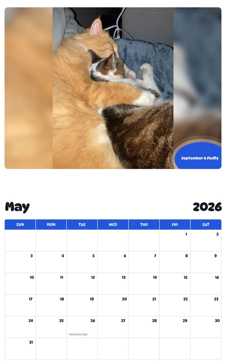 2026 - 2027 September & Fluffy - Pawidols Pet Calendar