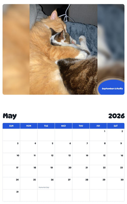 2026 - 2027 September & Fluffy - Pawidols Pet Calendar