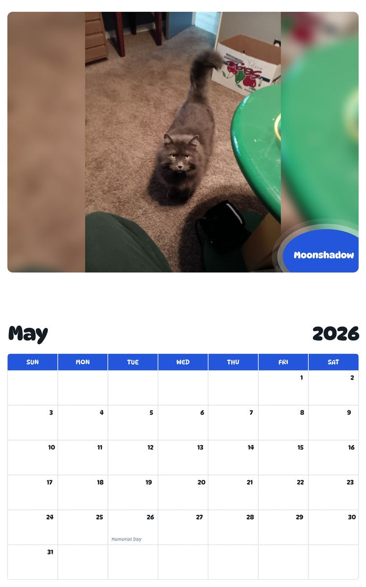 2026 - 2027 Moonshadow - Pawidols Pet Calendar
