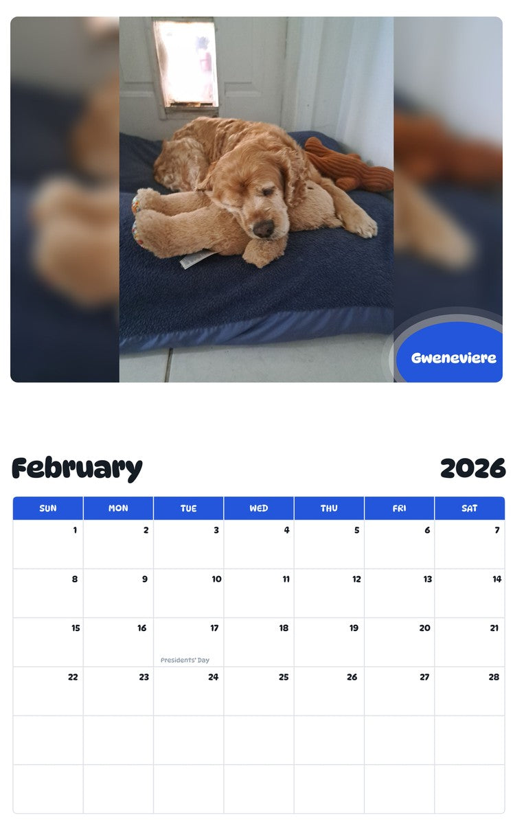 October 2025 - September 2026 Gweneviere - Pawidols Pet Calendar