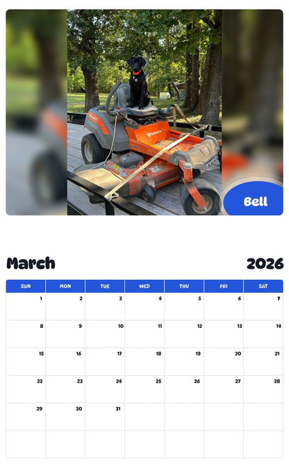 November 2025 - October 2026 Bell - Pawidols Pet Calendar