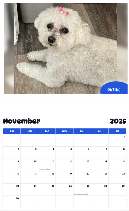 July 2025 - June 2026 Ruthie - Pawidols Pet Calendar