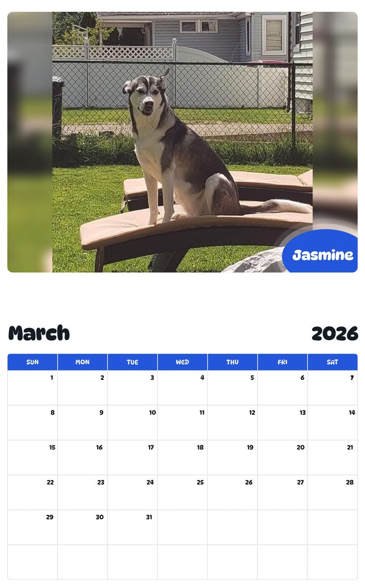November 2025 - October 2026 Jasmine - Pawidols Pet Calendar