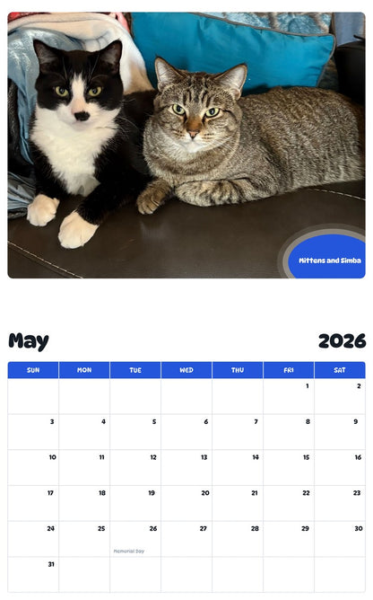 2026 - 2027 Mittens and Simba - Pawidols Pet Calendar