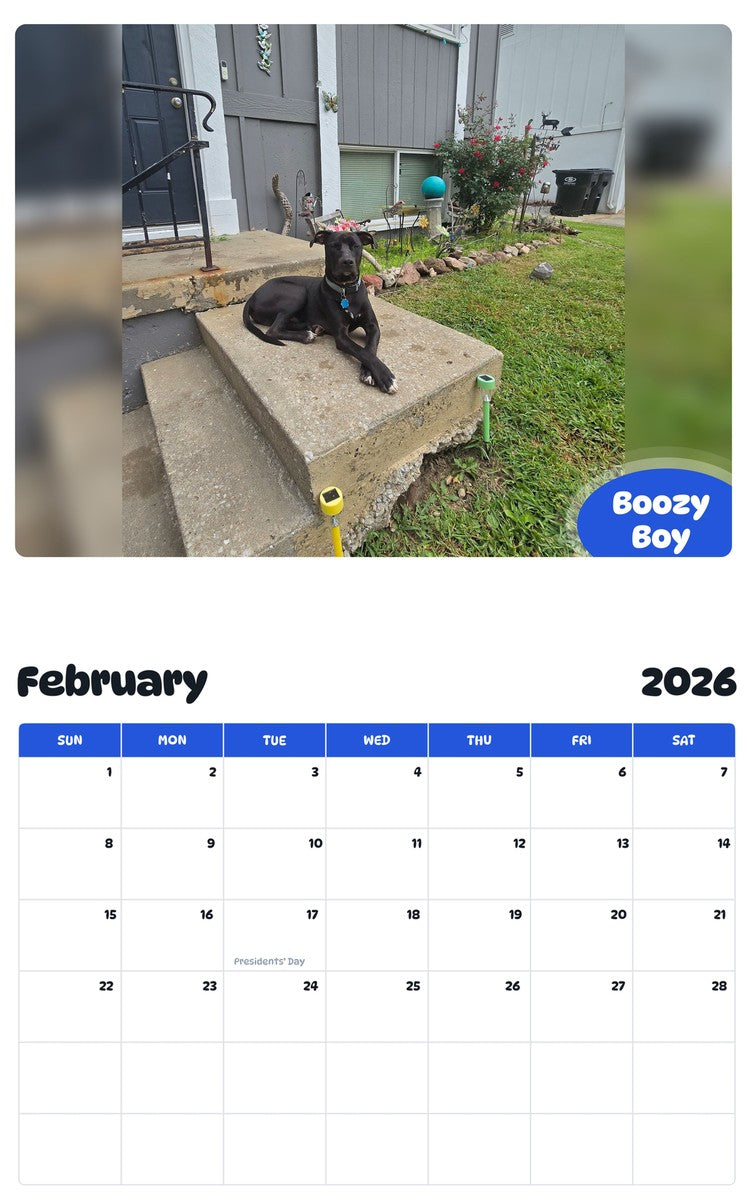 October 2025 - September 2026 Boozy Boy - Pawidols Pet Calendar