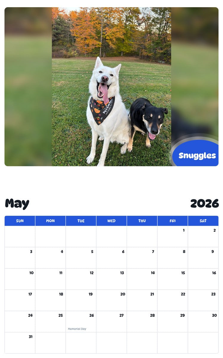 2026 - 2027 Snuggles - Pawidols Pet Calendar