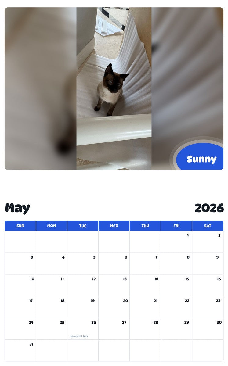 2026 - 2027 Sunny - Pawidols Pet Calendar