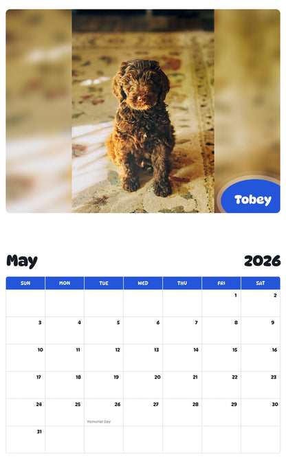 2026 - 2027 Tobey - Pawidols Pet Calendar