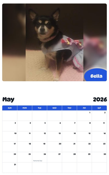 2026 - 2027 Bella - Pawidols Pet Calendar