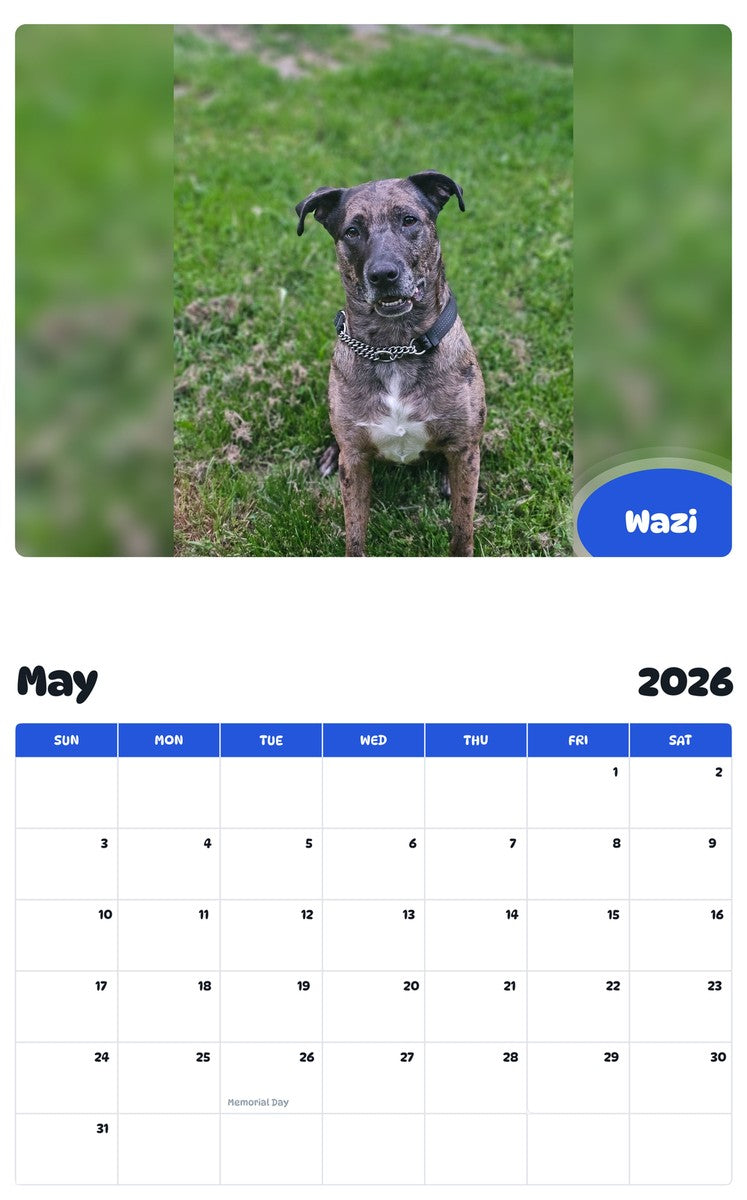 2026 - 2027 Wazi - Pawidols Pet Calendar