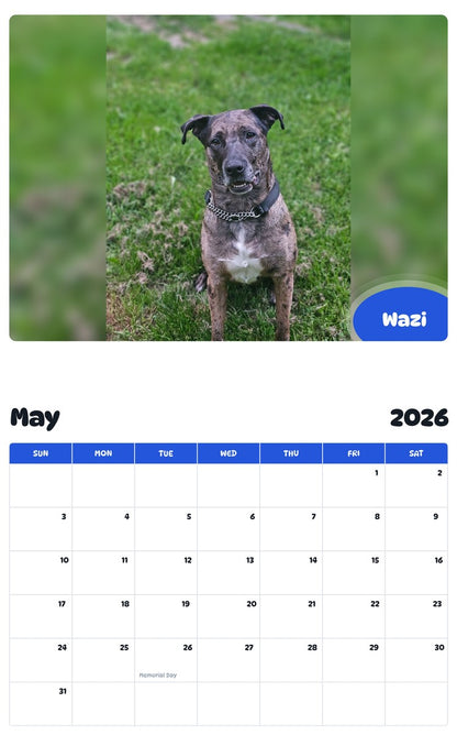 2026 - 2027 Wazi - Pawidols Pet Calendar