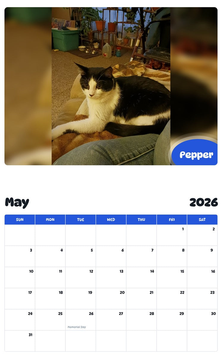 2026 - 2027 Pepper - Pawidols Pet Calendar