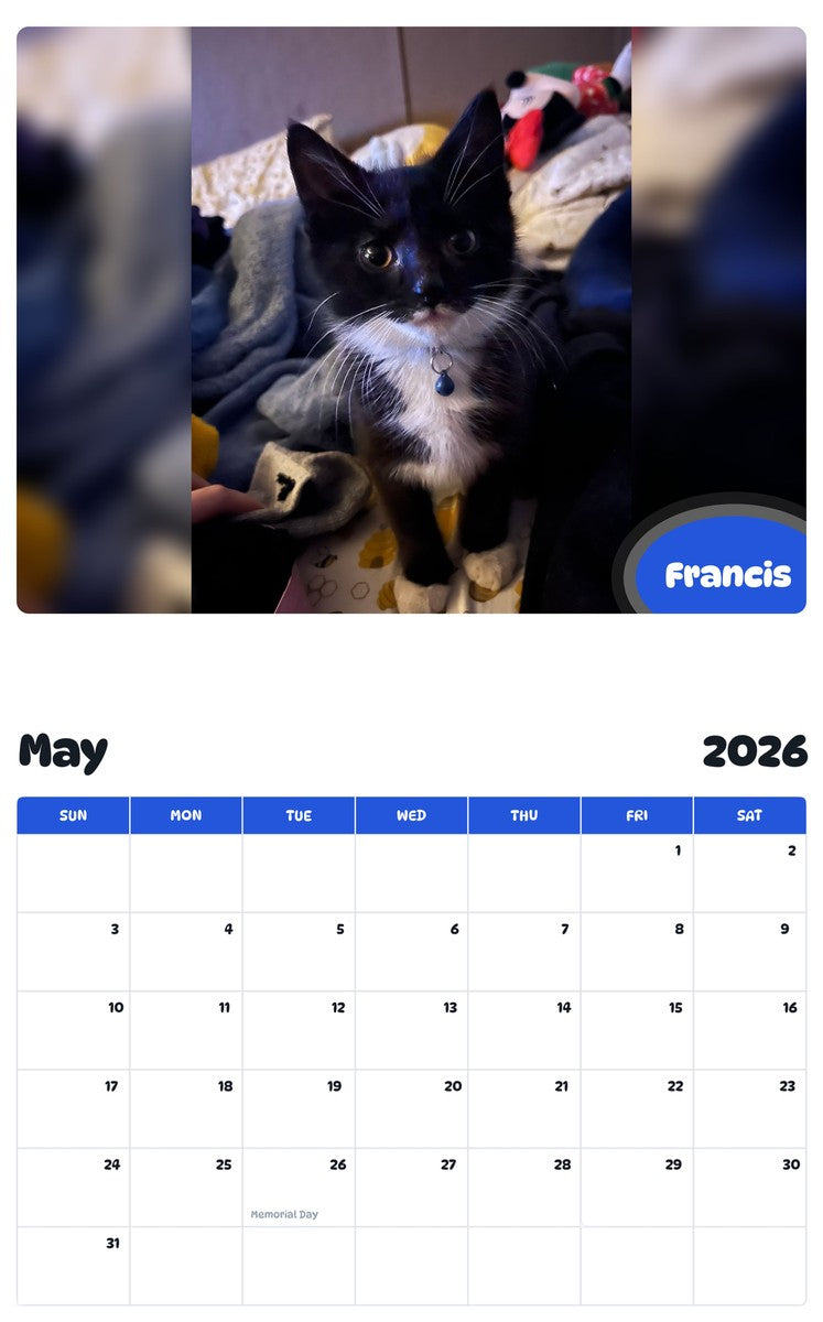 2026 - 2027 Francis - Pawidols Pet Calendar