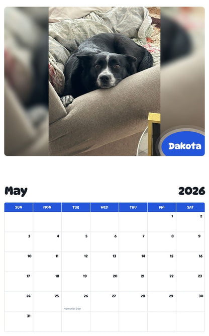 2026 - 2027 Dakota - Pawidols Pet Calendar