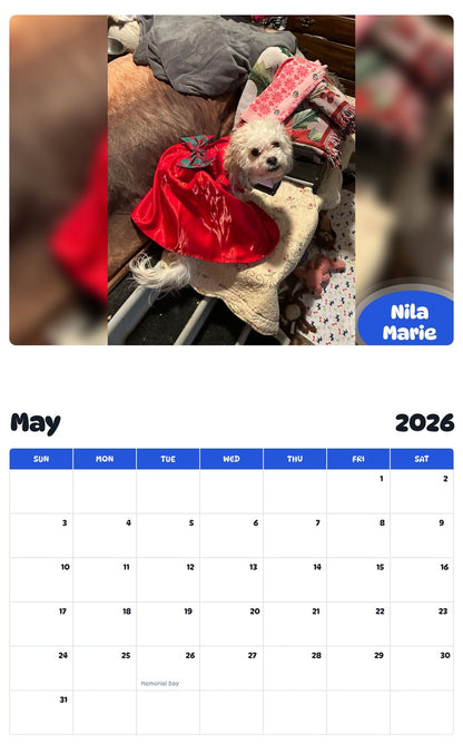2026 - 2027 Nila Marie - Pawidols Pet Calendar