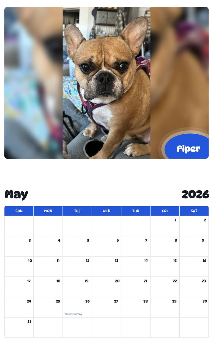 2026 - 2027 Piper - Pawidols Pet Calendar