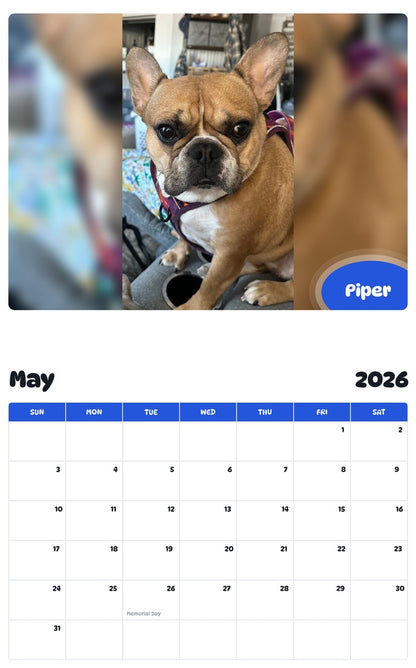 2026 - 2027 Piper - Pawidols Pet Calendar