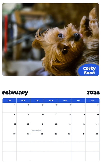October 2025 - September 2026 Corky Bond - Pawidols Pet Calendar