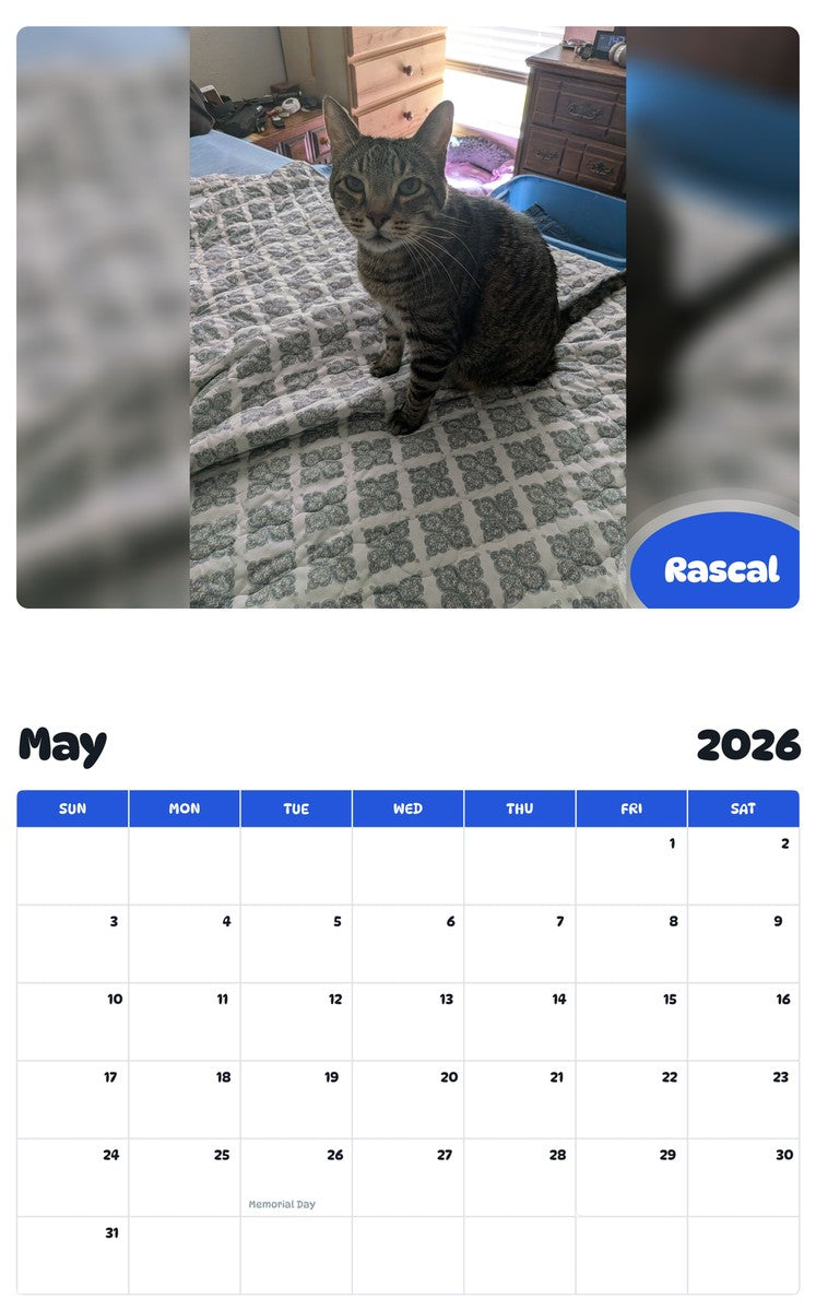 2026 - 2027 Rascal - Pawidols Pet Calendar