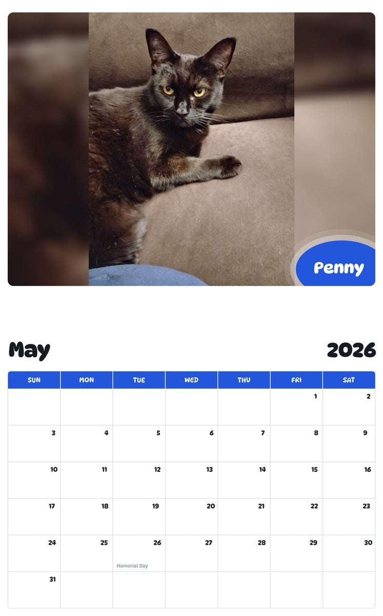 2026 - 2027 Penny - Pawidols Pet Calendar